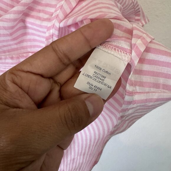 J.Crew Striped Long-Sleeve Stand Collar Half-Button-Down Pink-White Shirt - Picture 6 of 6